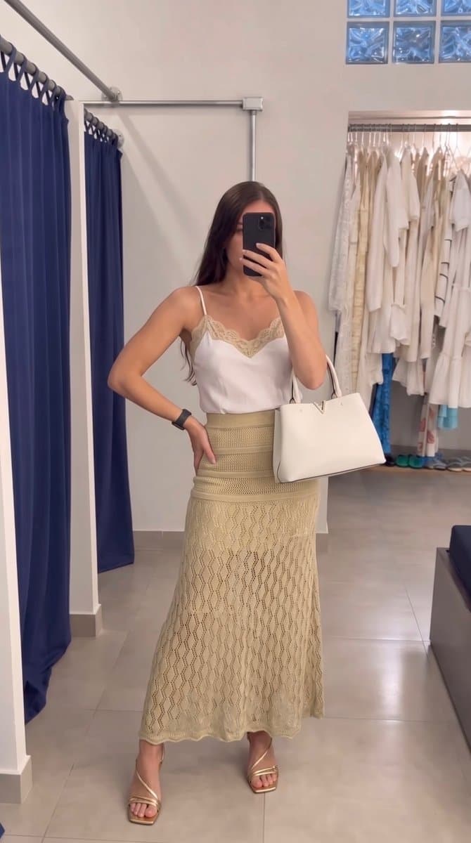Saia Tricot Dourada Tvz P, Dourado, tamanho P — foto 4
