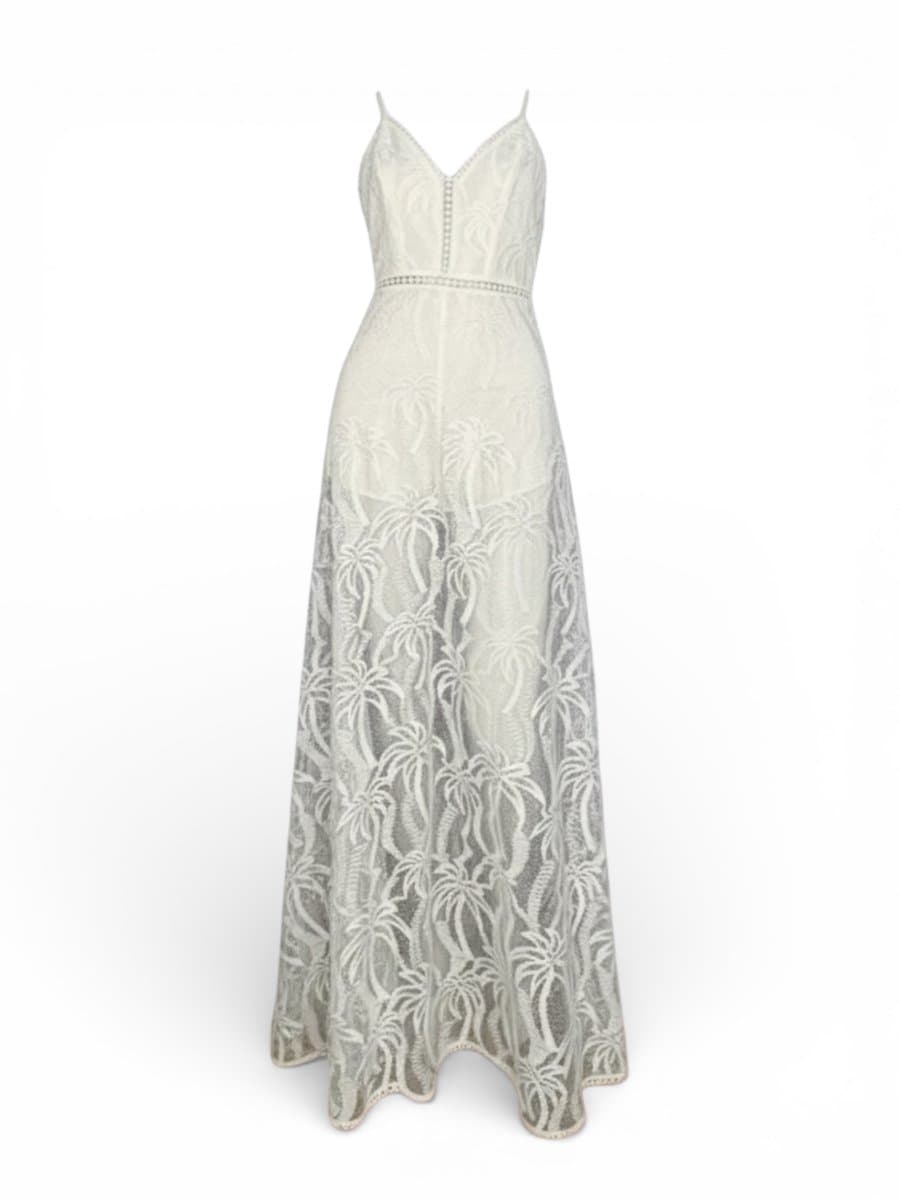 Vestido Longo Renda Branco Hotpant Ste Fashion P, Branco, tamanho P