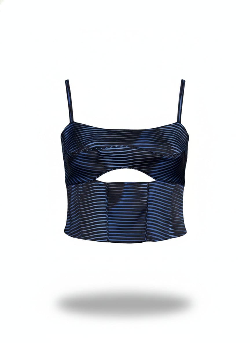Top Estampado Azul Open, Azul, tamanho M