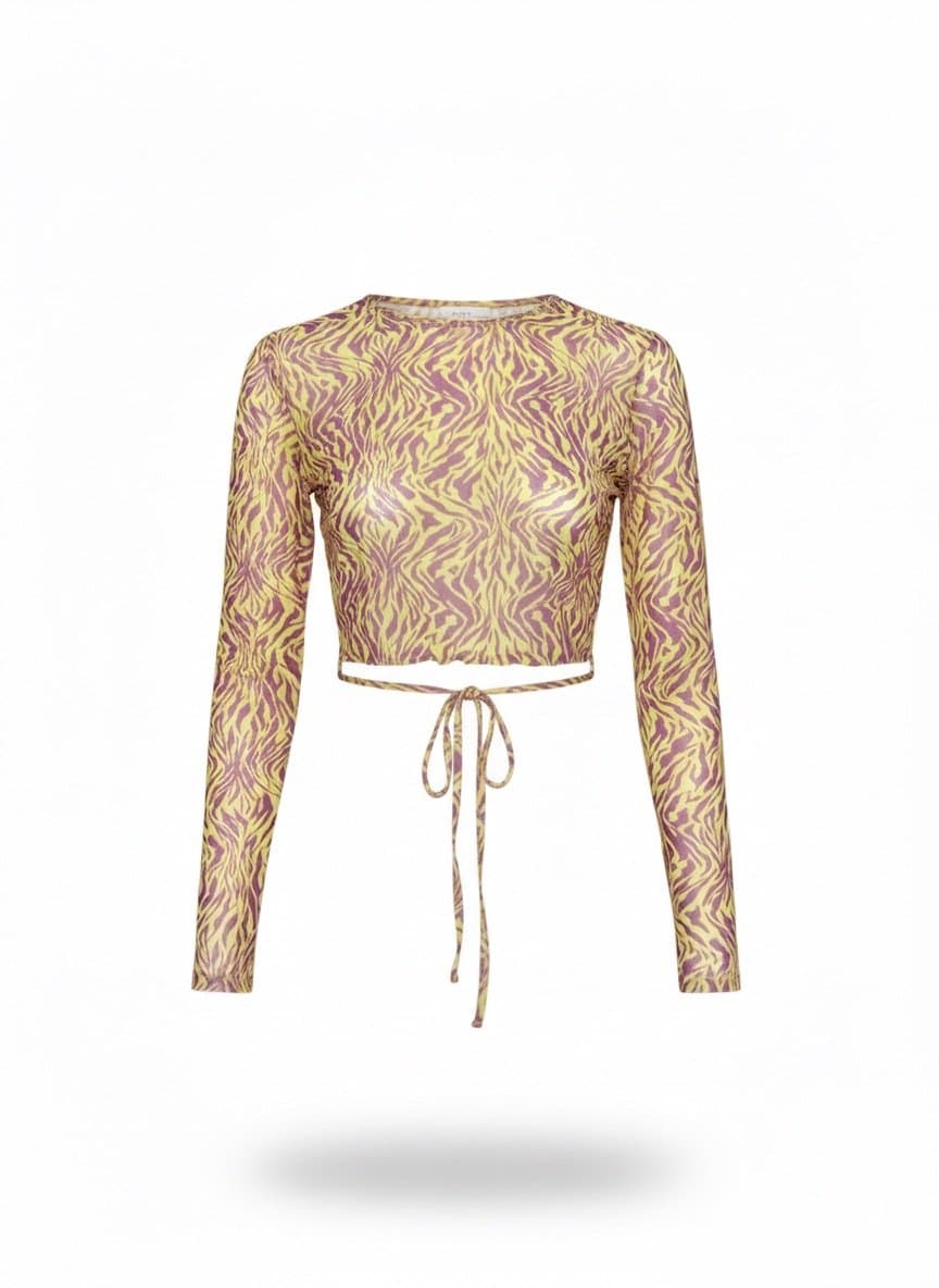 Blusa Cropped Tule Estampado Myft, Myft, Estampada, tamanho M