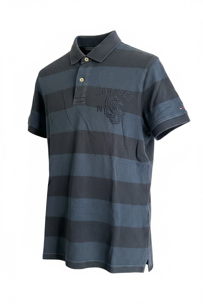 Polo Marinho/Azul Listras Tommy, Tommy Hilfiger, Azul-marinho, tamanho P