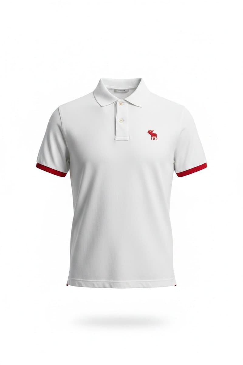 Polo Branca Viés Vermelha Abercrombie, Abercrombie & Fitch, Branco, tamanho XGG