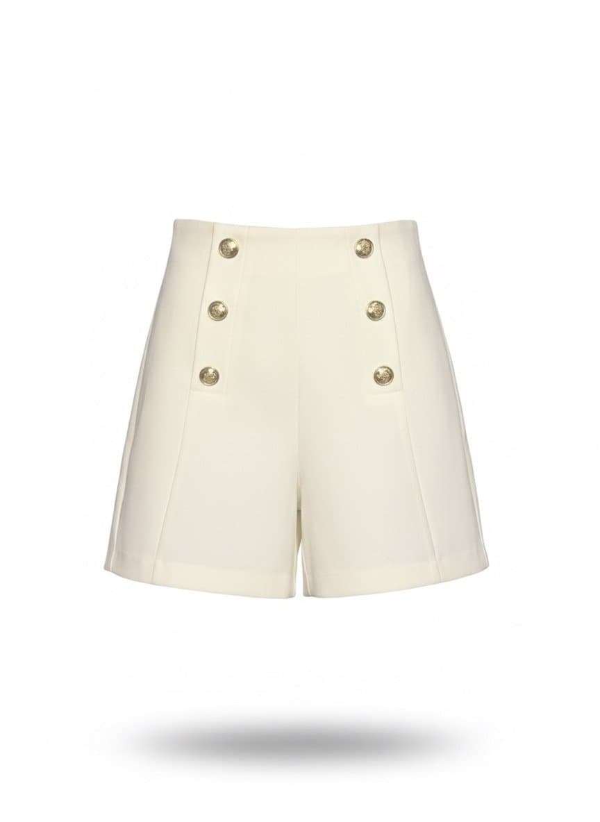 Shorts Branco Botões Dourado Zara P, Zara, Branco, tamanho P