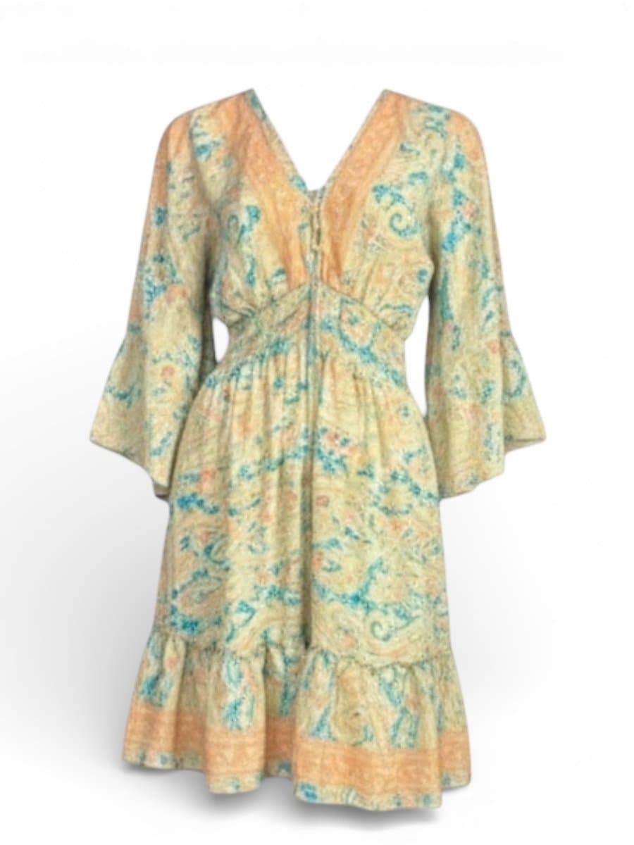 Vestido Indiano Curto Verde, Verde, tamanho M