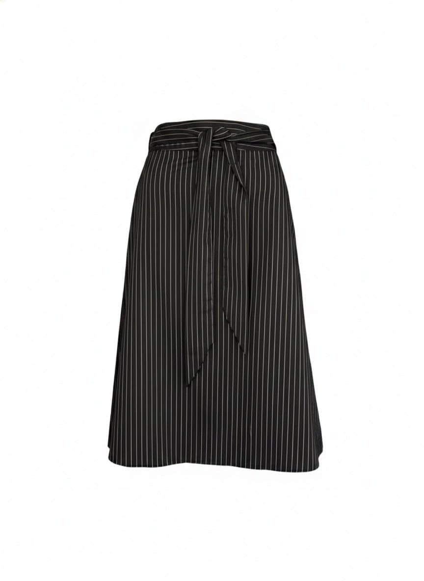Saia Midi Risca de Giz Marisa 44, Marisa, Preto, tamanho 44