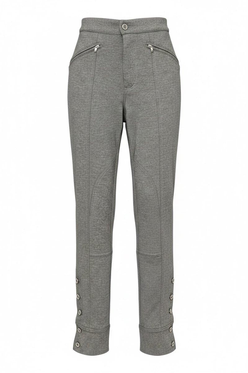 Calça Malha Chumbo Botões, Cinza-escuro, tamanho P