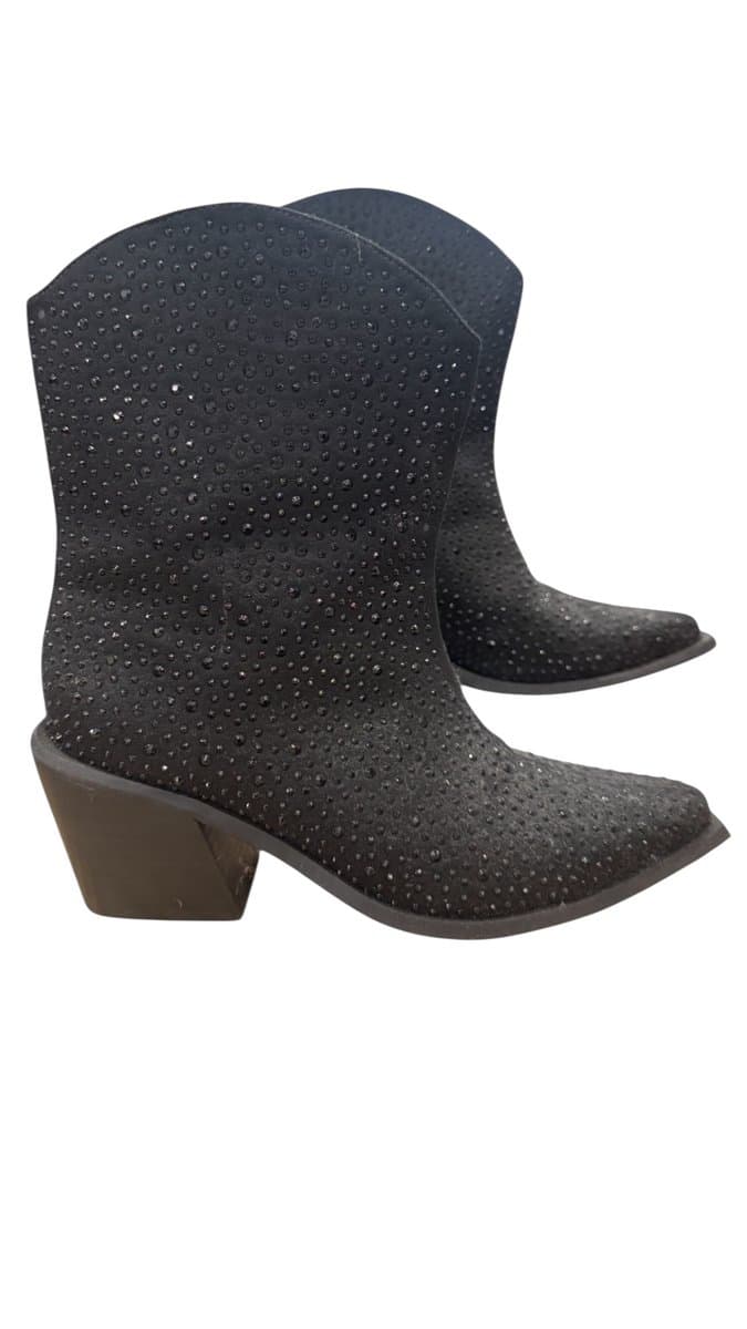 Bota Elo Preta Brilho, Preto, tamanho 36
