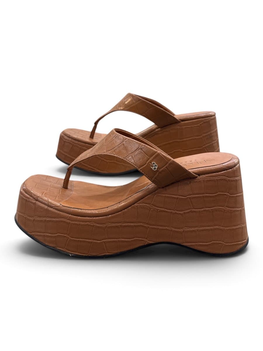 Tamanco Malu Flat Croco Caramelo Specchio Brand 36, Specchio Brand, Caramelo, tamanho 36