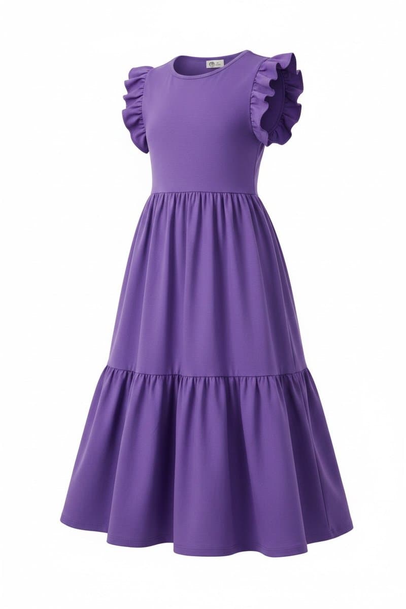 Vestido Malha Camadas Roxo TH, Violeta, tamanho 12