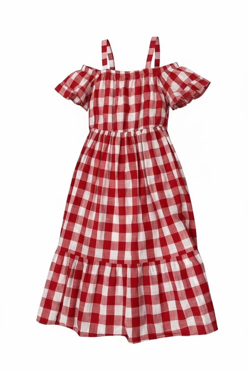 Vestido Vichy Vermelho Momi, Momi, Vermelho, tamanho 16