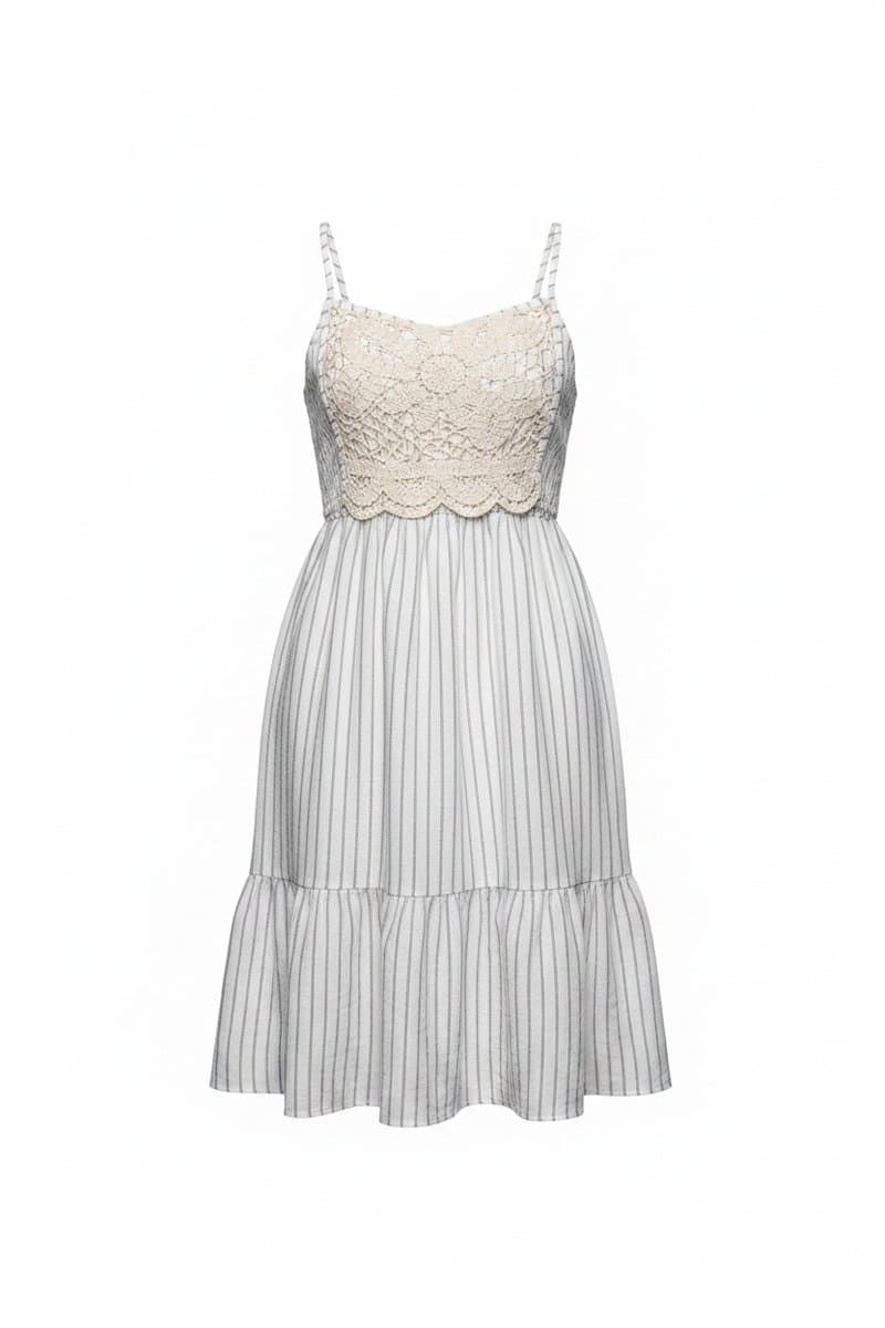 Vestido Off Listas Cinza + Renda Zara, Zara, Branco, tamanho 12