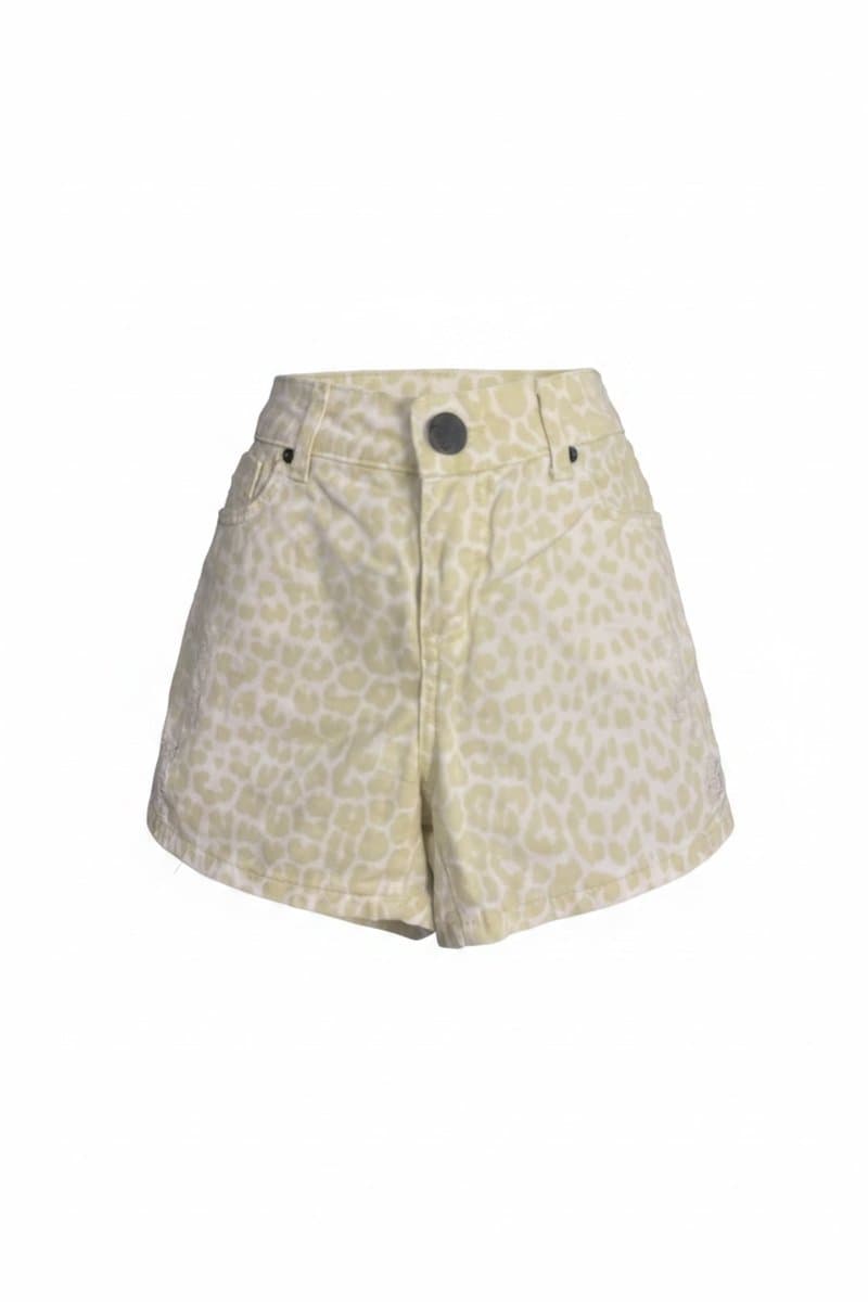 Shorts Sarja Animal Print Amarelo Canal, Canal, Amarelo, tamanho 38