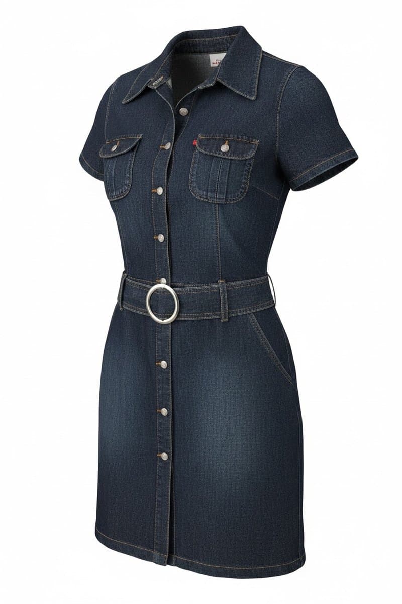 Vestido Curto Jeans Botões La Forêt, Azul, tamanho 40