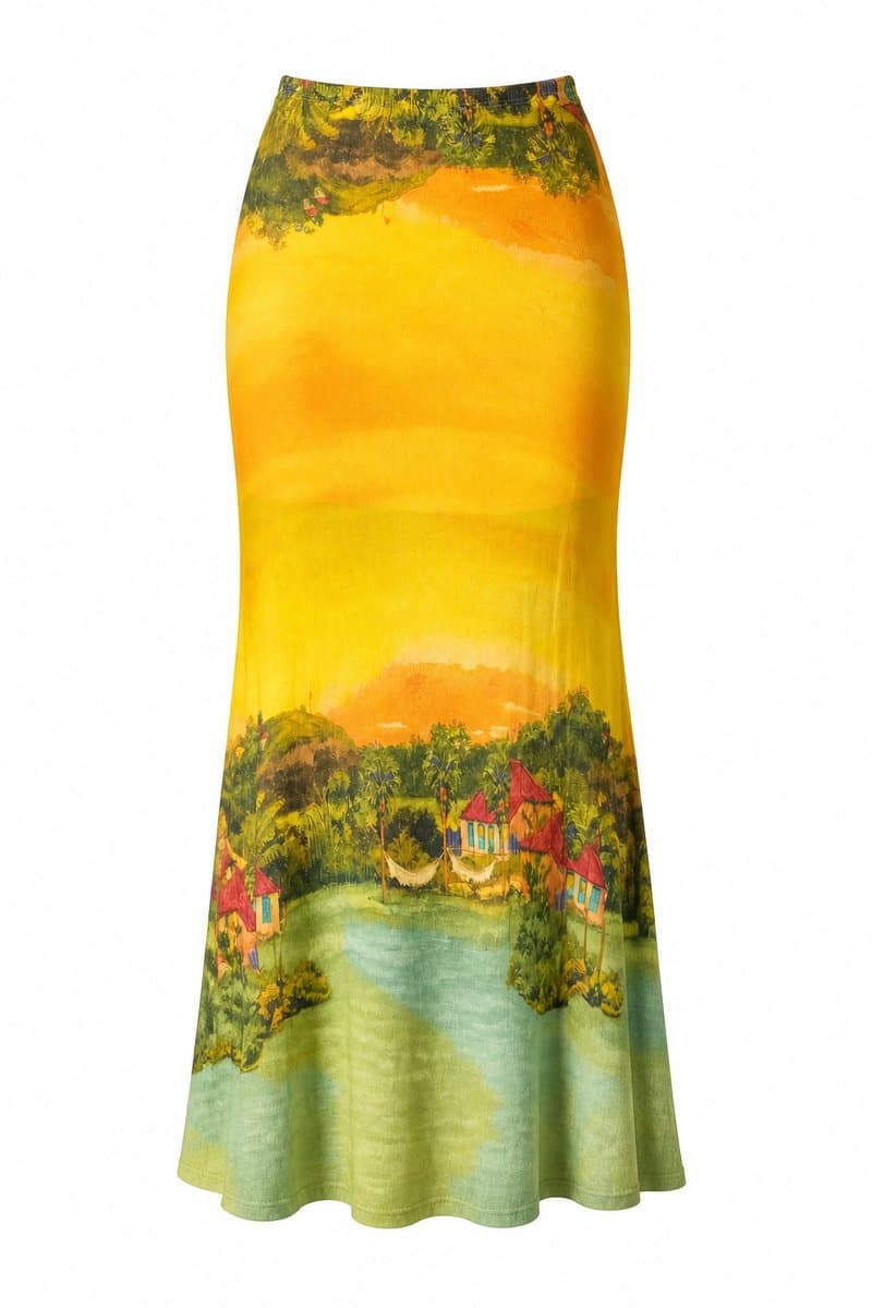 Saia/Vestido Estampa Casinha Amarela Farm, Farm, Amarelo, tamanho M