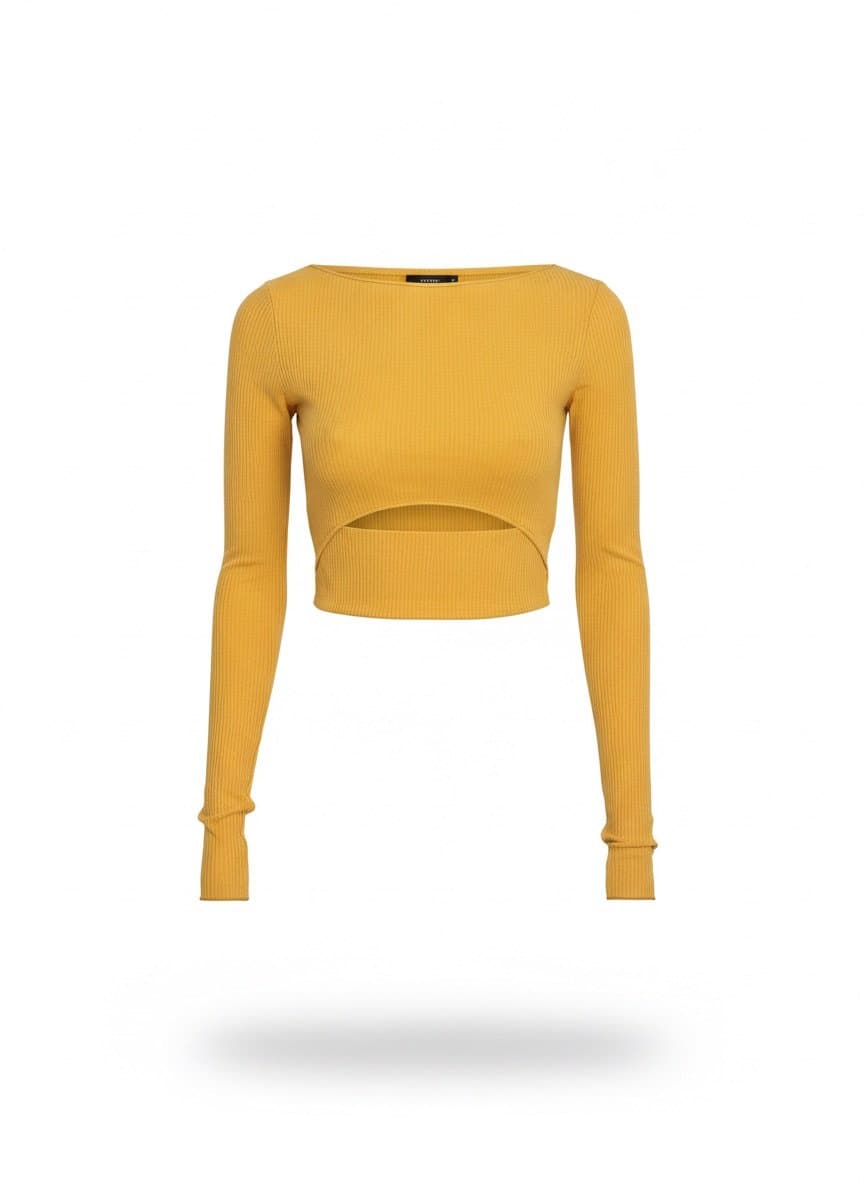 Cropped ML Canelado Mostarda Zara P, Zara, Ocre, tamanho P
