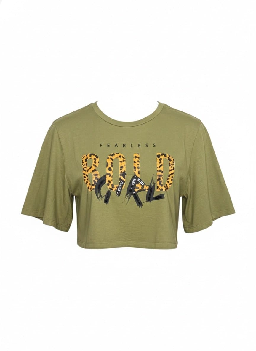 Tee Militar Bold Girl Flor Única M, Verde-musgo, tamanho M