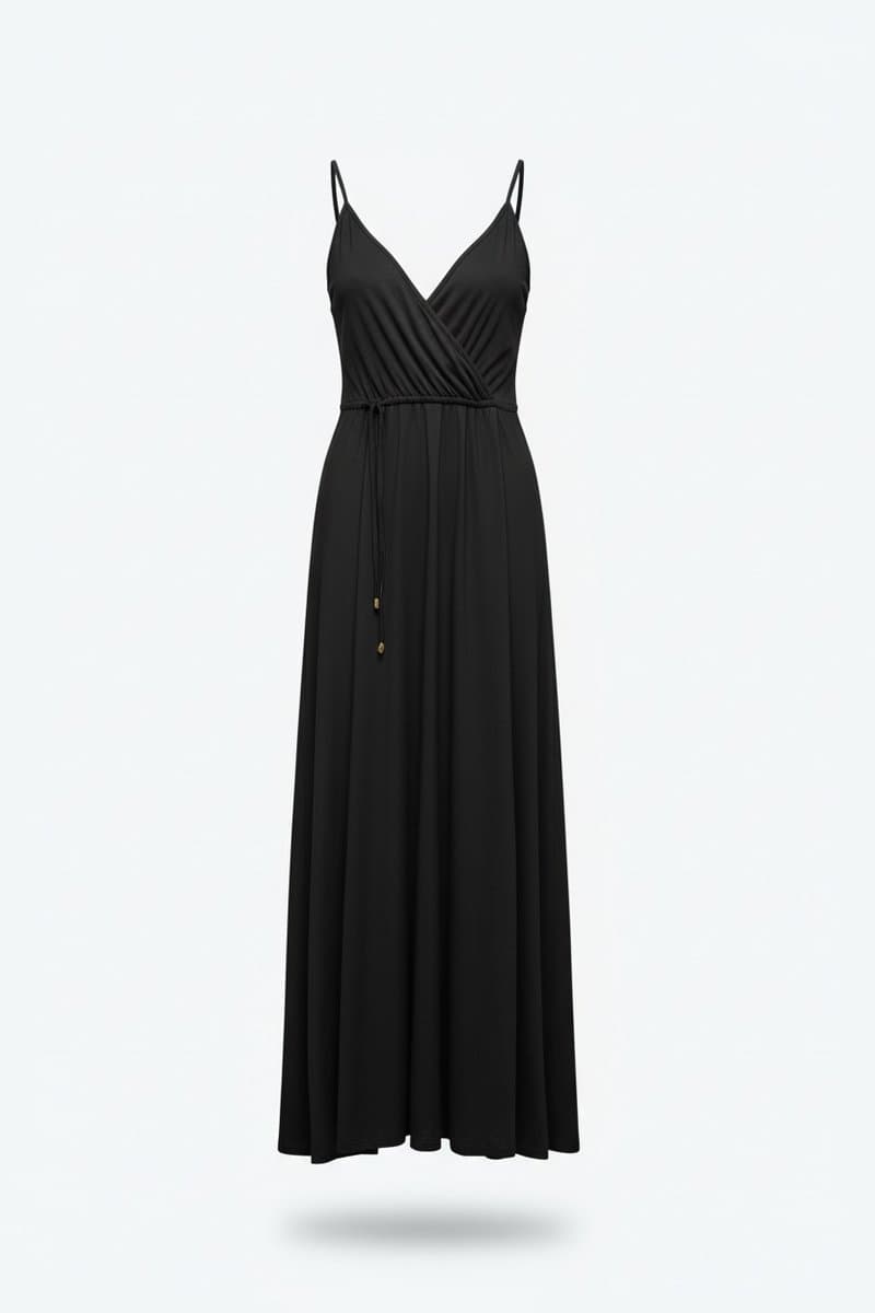 Vestido Longo Preto Mel com Canela GG, Preto, tamanho GG