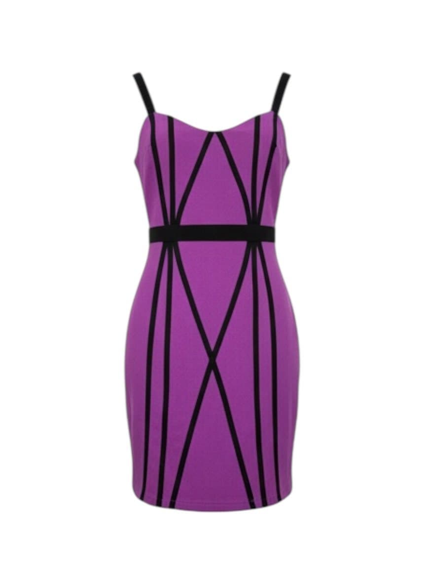 Vestido Roxo/Preto Wax, Violeta, tamanho M
