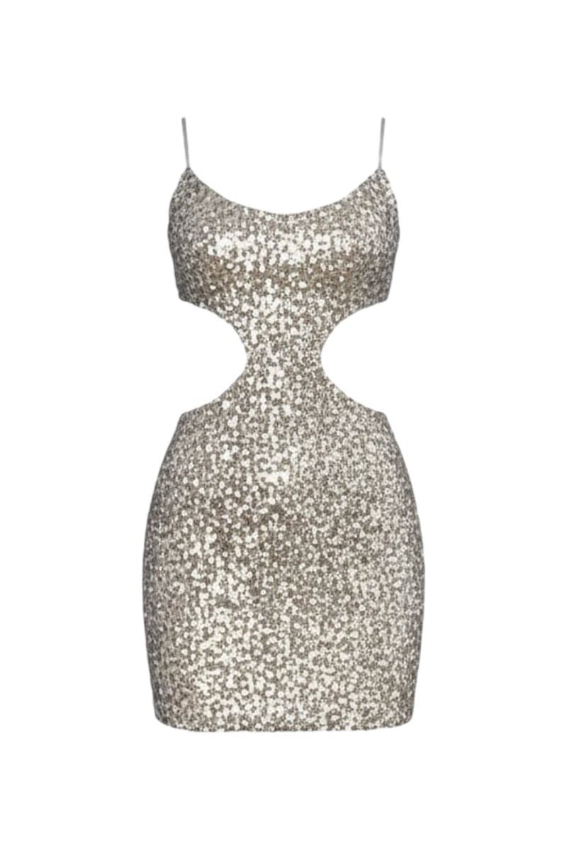 Vestido Prata Paetê Balls, Prateado, tamanho M